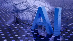 An abstract image with the large letters AI in the middle.